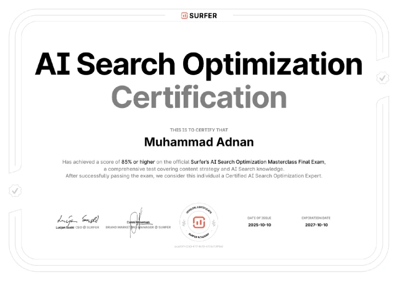 AI Search Optimization Certification — Surfer